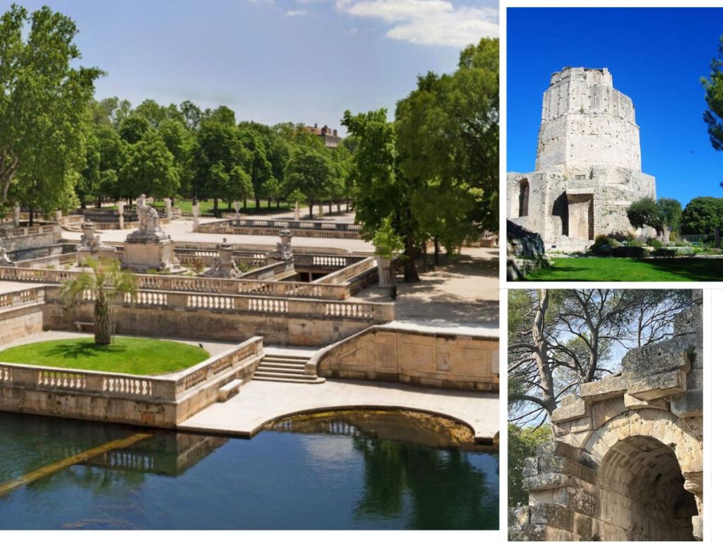 Jardins de la Fontaine in Nîmes, France, an 18th-century formal garden surrounding ancient Roman ruins