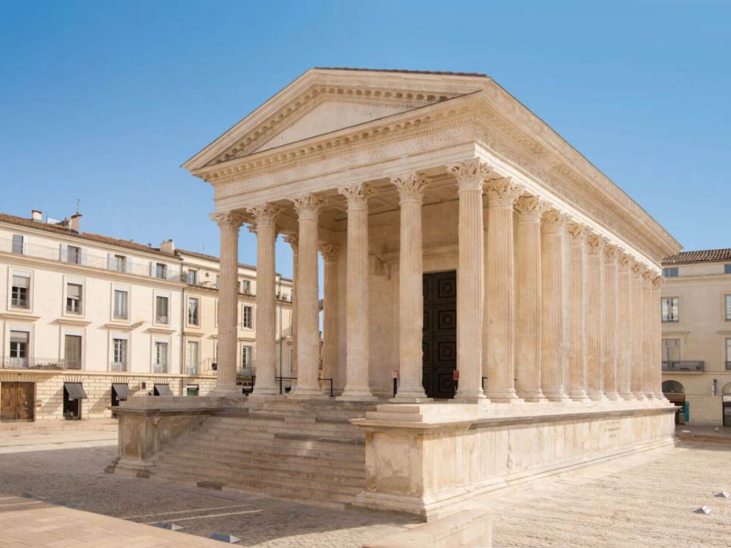 Ancient Roman temple Maison Carrée in Nîmes, France, one of the best-preserved Roman temples in the world