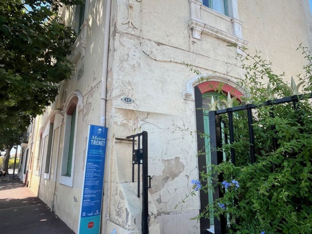 Façade of the house in Narbonne where singer Charles Trenet was born, now the Charles Trenet Museum