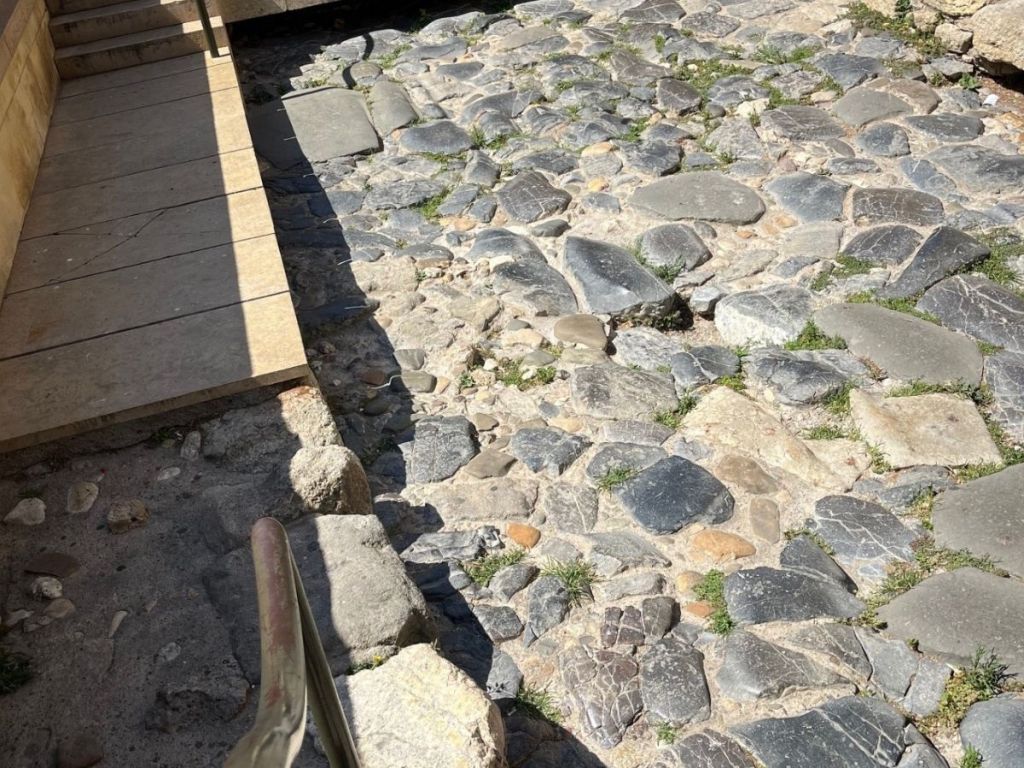 Exposed section of the Via Domitia, the ancient Roman road, in front of Narbonne's town hall