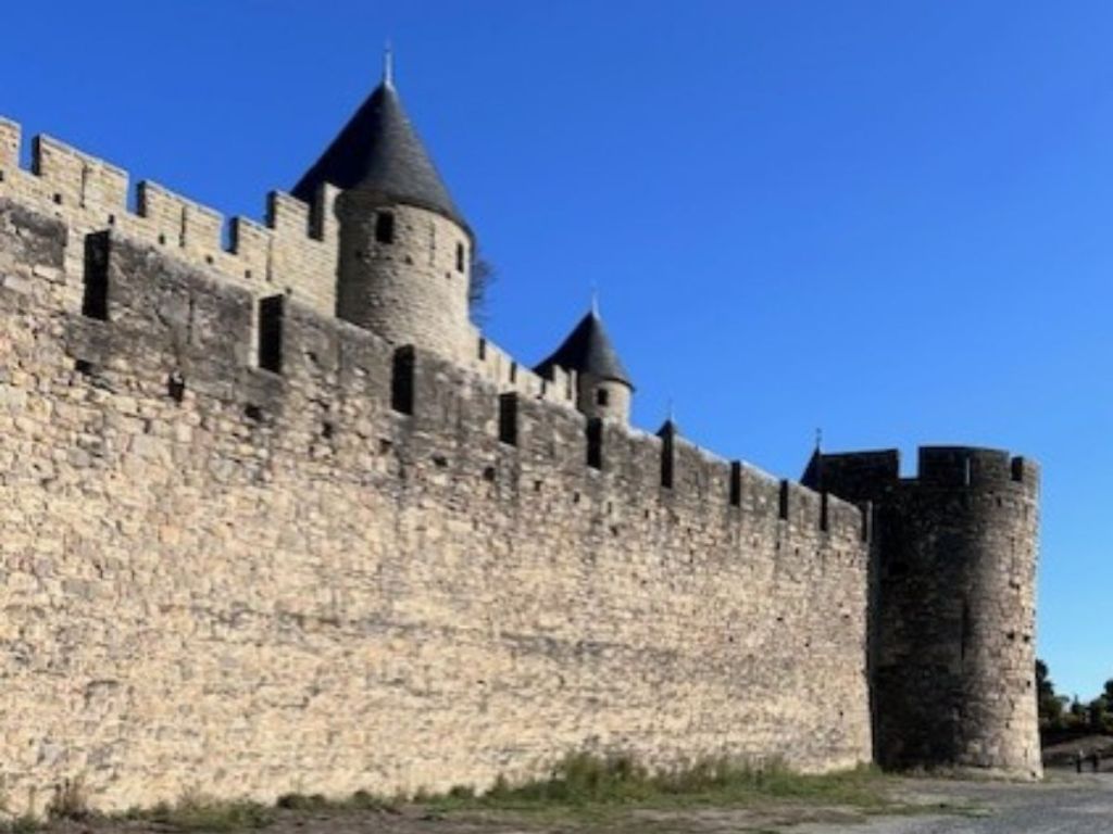 Conical slate roofs added to the towers of the Cité de Carcassonne during Viollet-le-Duc's restoration