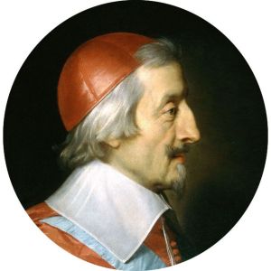 Portrait of Cardinal Richelieu by Philippe de Champaigne, wearing a red biretta